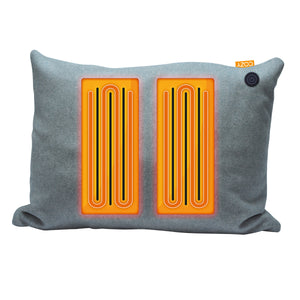 Illustrative effect showing the heated panels warming a grey cushion.