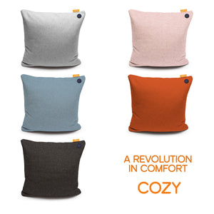 5 different colour heated cushions.