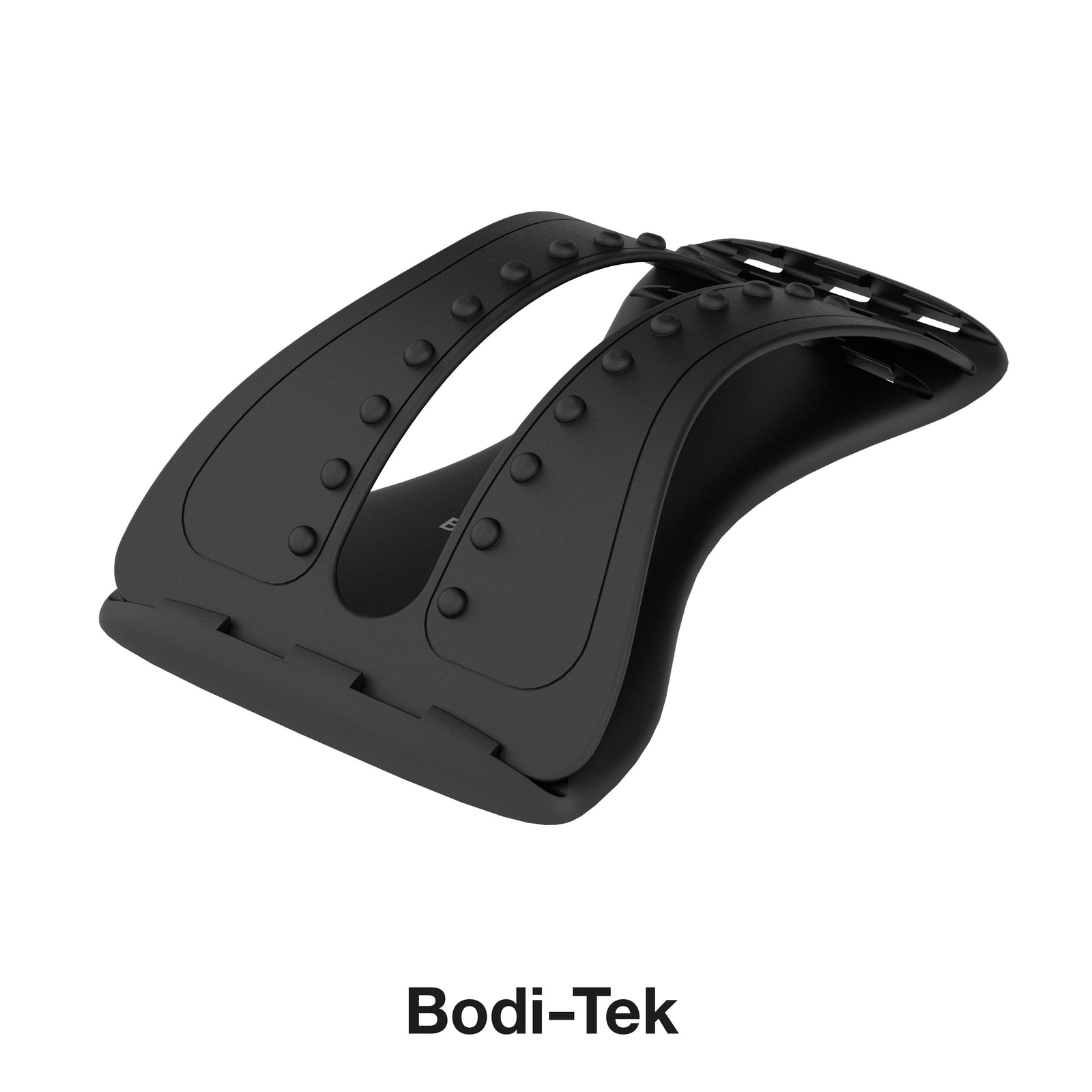 The Back Magic back stretcher shown on a white background with the brand name Bodi-Tek beneath it, emphasizing its sleek and ergonomic design for back stretching and posture improvement.