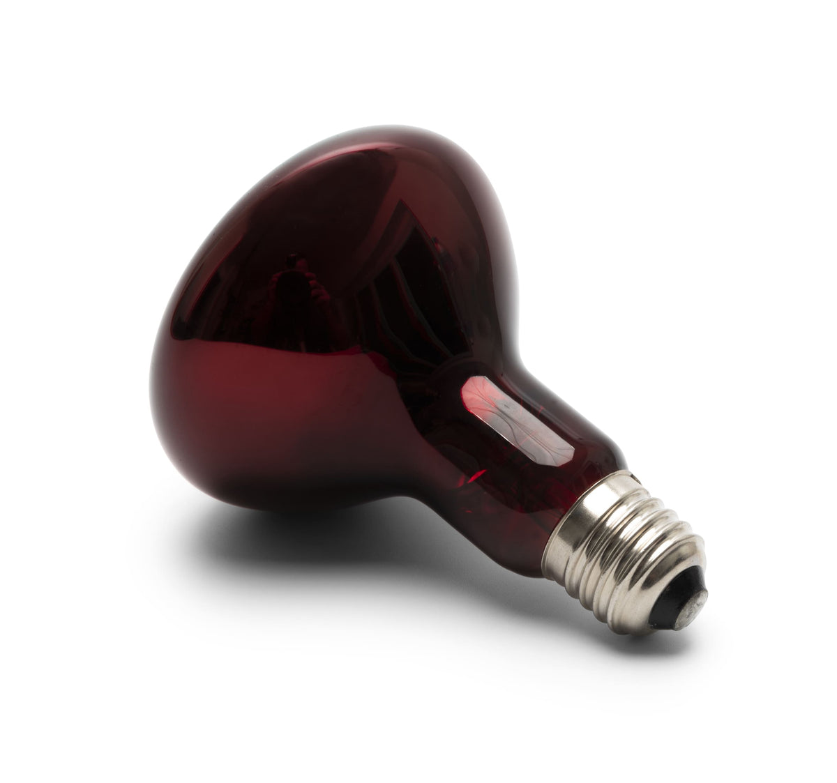 The INFRARED BULB E27 150W - SHATTERPROOF infrared heat lamp replacement bulb with a metallic screw base is shown lying on its side against a white background.