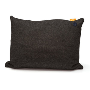 Black rectangular heated cushion.