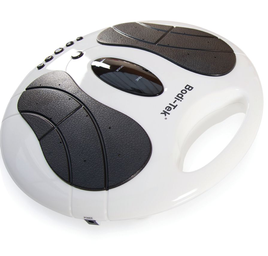 The Circulation Plus Active Lower Leg & Foot Exerciser (2025) is a white device with black textured foot pads, control buttons, and a handle.