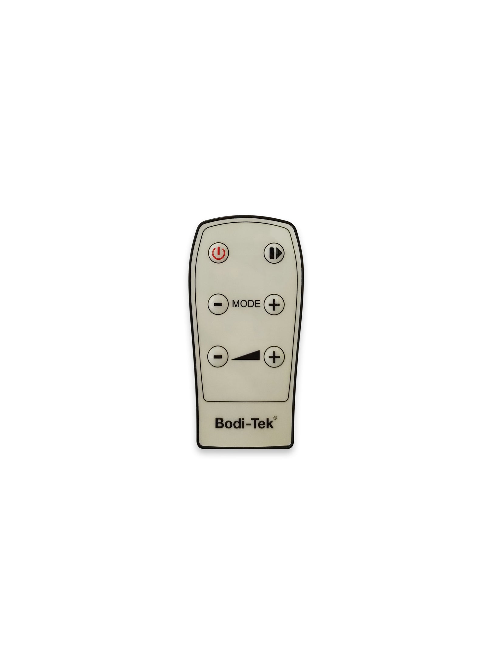 The Circulation Plus Active Remote Control features a power button, mode button, plus and minus adjustment buttons, and arrow buttons on a sleek white rectangular device.