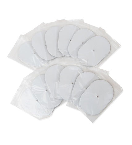 Ten Ab &amp; Arm Toner Pads, oval-shaped and individually sealed in clear plastic, arranged overlapping on a white background.